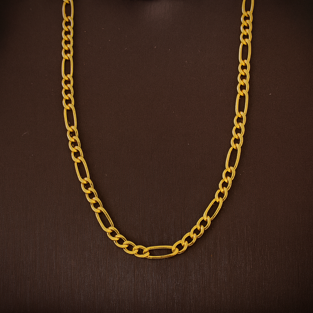 Lanț din Argint 925 Figaro Aurum , Placat cu Aur , 60 cm. LB51-60