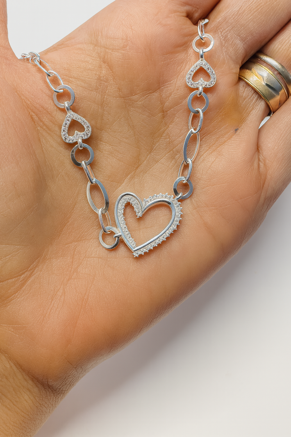 Brățară din Argint 925 "Eternal Hearts" cu Inimi și Zirconii – 18 cm