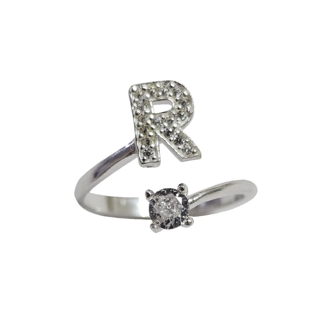 Inel reglabil argint 925 litera R