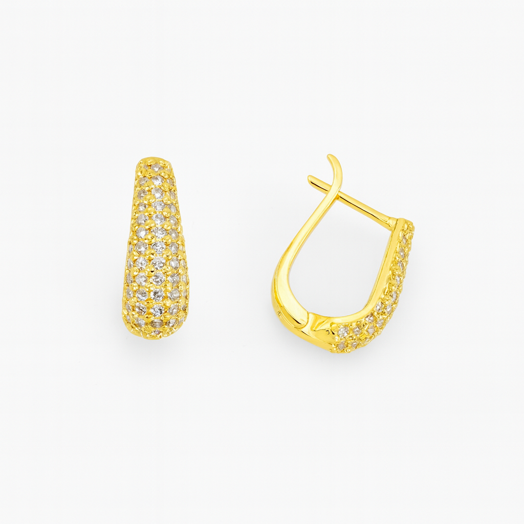 Cercei din Argint 925 Placat cu Aur 14K, Pave Zirconiu