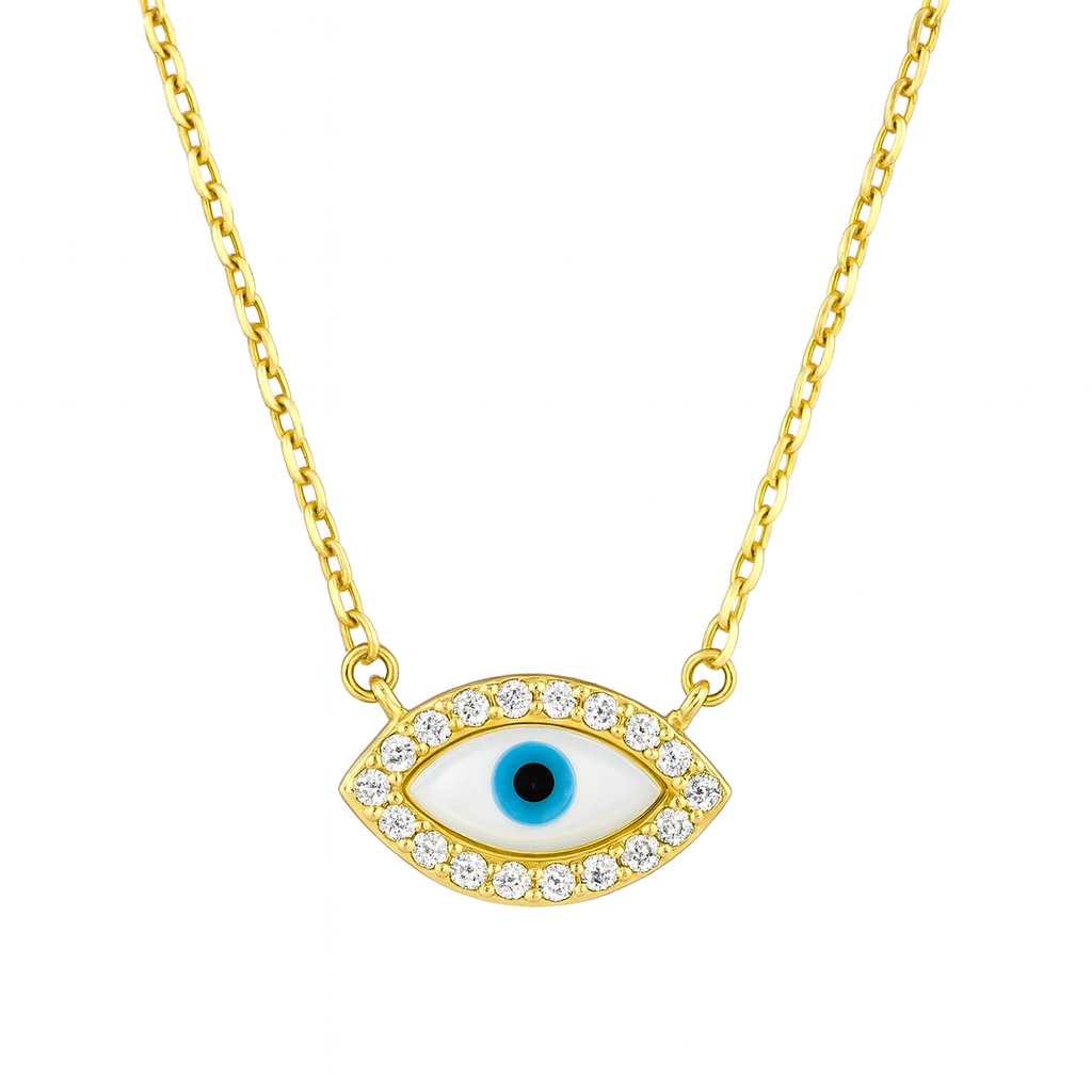 Colier Ochiul Norocului din Argint 925 Placat cu Aur 14K. C227