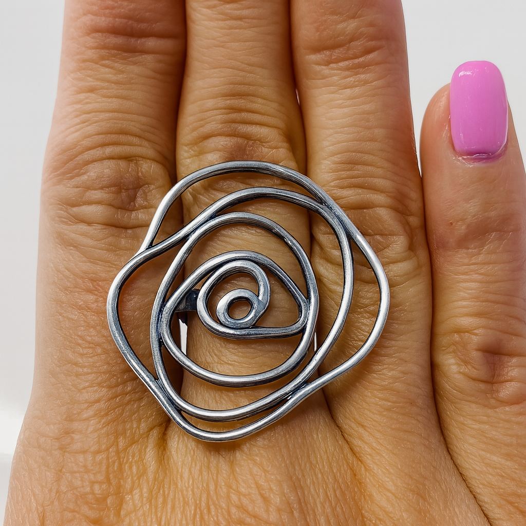 Inel argint 925 spiral rose design artistic