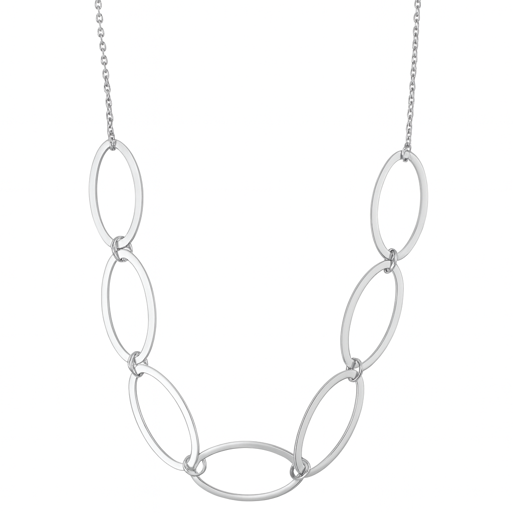 Colier elegant din argint 925 rodiat cu zale ovale. C157