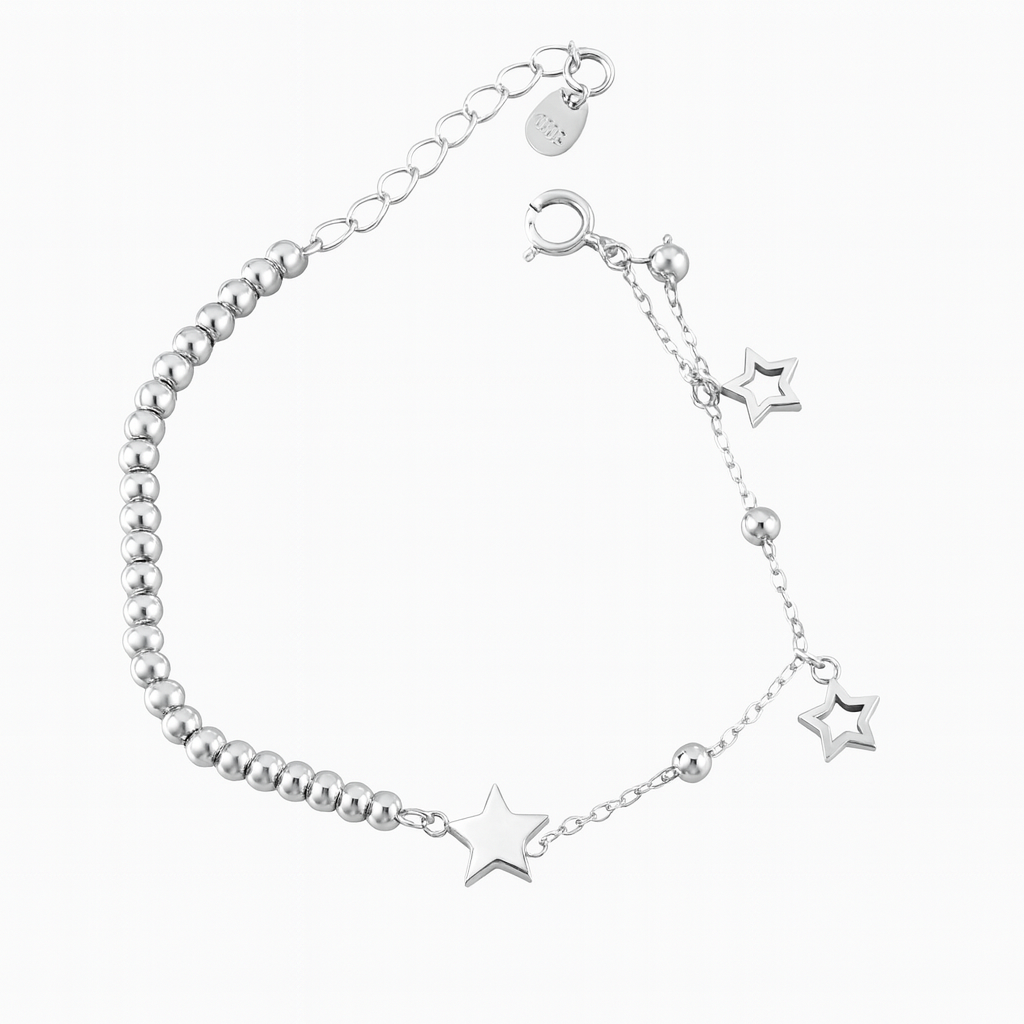 Brățară Stele din Argint 925 Rodiat, Model Elegant, Lungime Ajustabilă. BD395