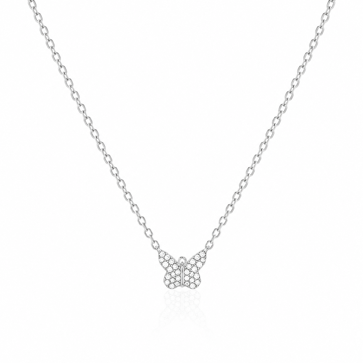 Colier „Aripi de Lumină” din Argint 925 cu Fluture și Zirconii – 40 + 5 cm