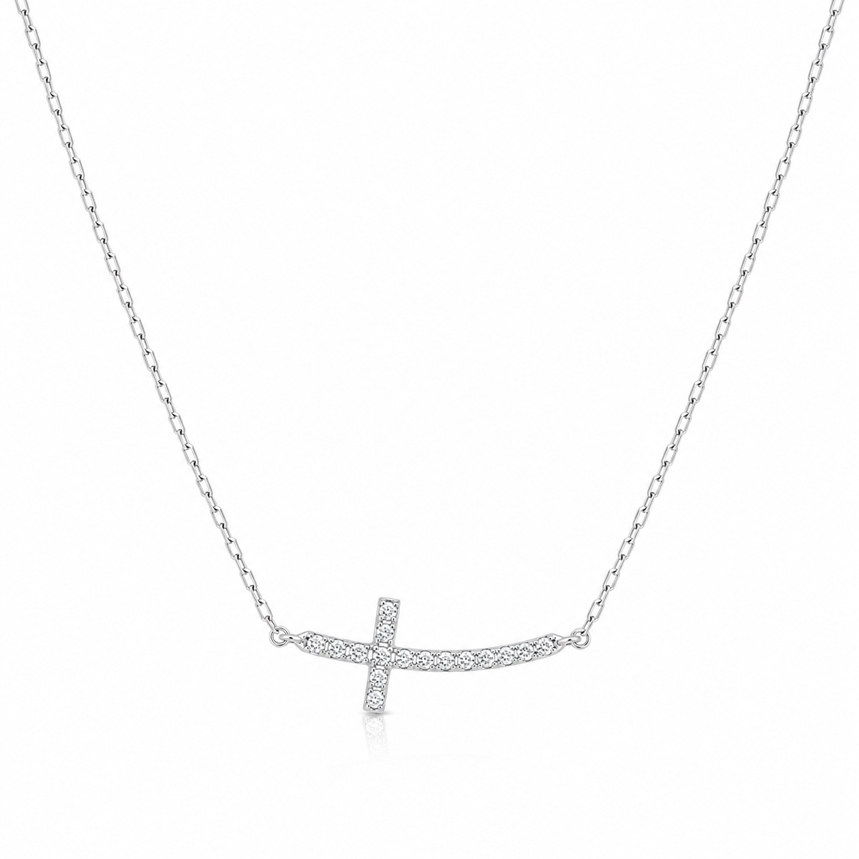 Colier din Argint 925 „Crucea Luminii” cu Zirconii – 41+5 cm, 2,10 g C248