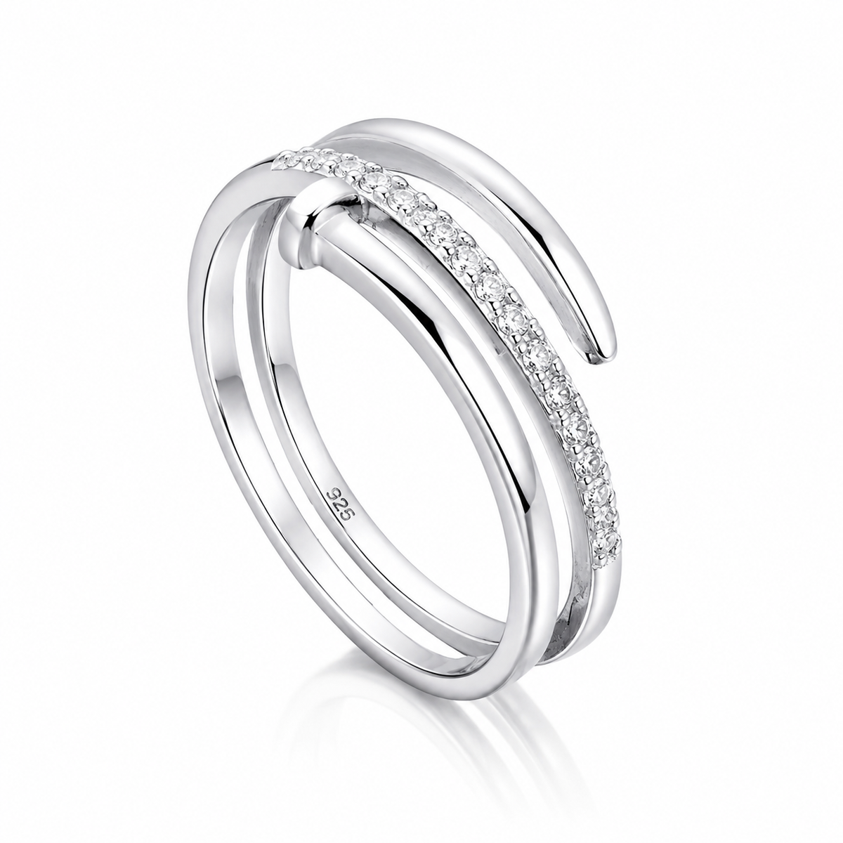 Inel din Argint 925 „Armonia Eternă” cu Zirconii – Design Suprapus Elegant, 2,20 g ID575