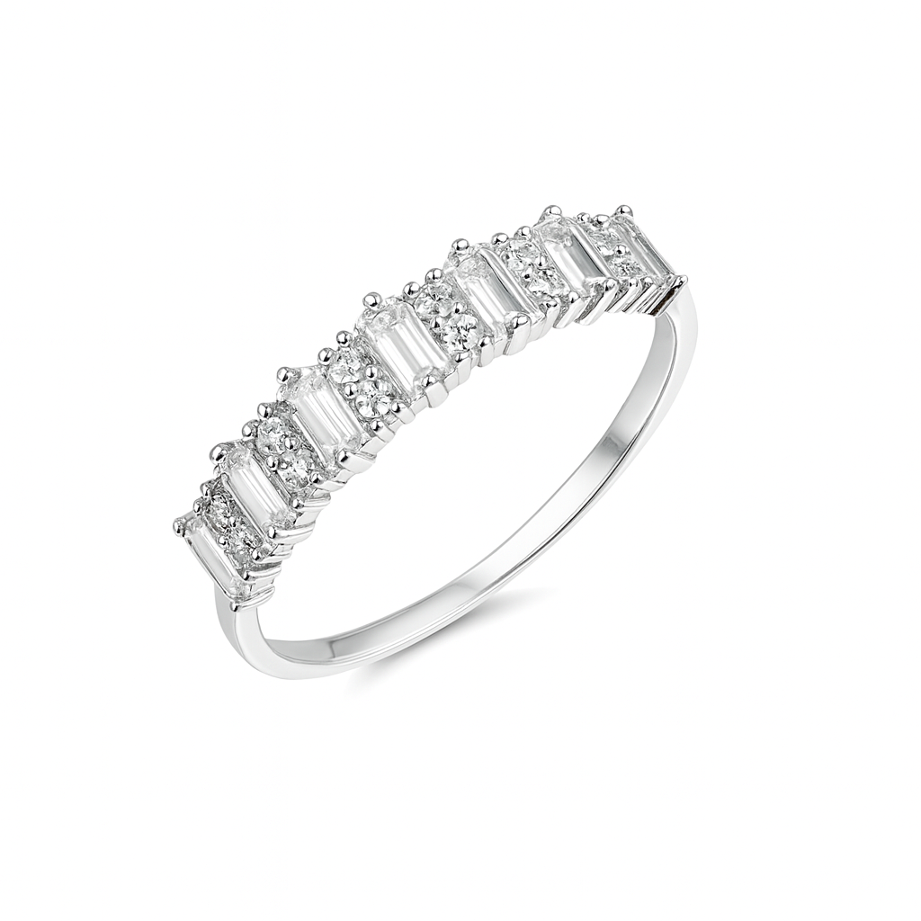 Inel Elegant din Argint 925 cu Pietre Baguette, Bijuterie Fină. ID