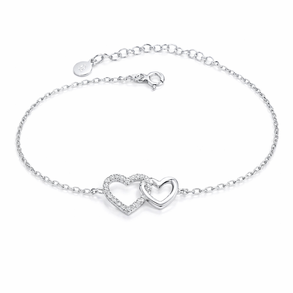 Brățară Argint 925 Double Heart Infinity – Eleganță Delicată cu Semnificație Emoțională. BD442