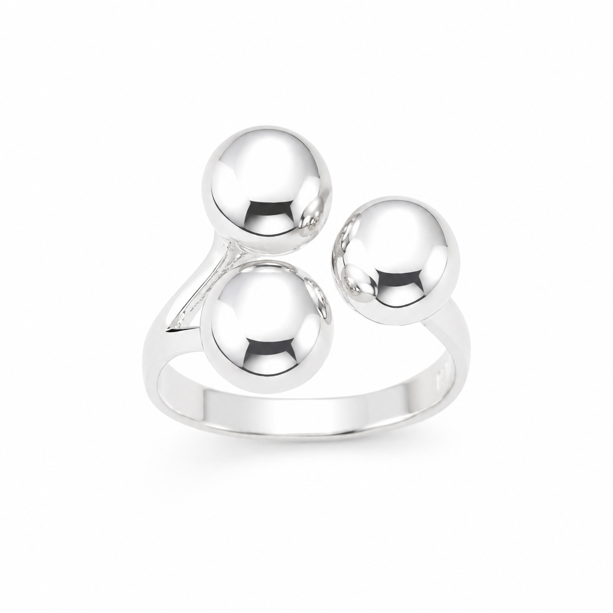 Inel Reglabil din Argint 925 „Trinitatea Luminii” – Design Modern cu 3 Biluțe, Eleganță Contemporană. ID560