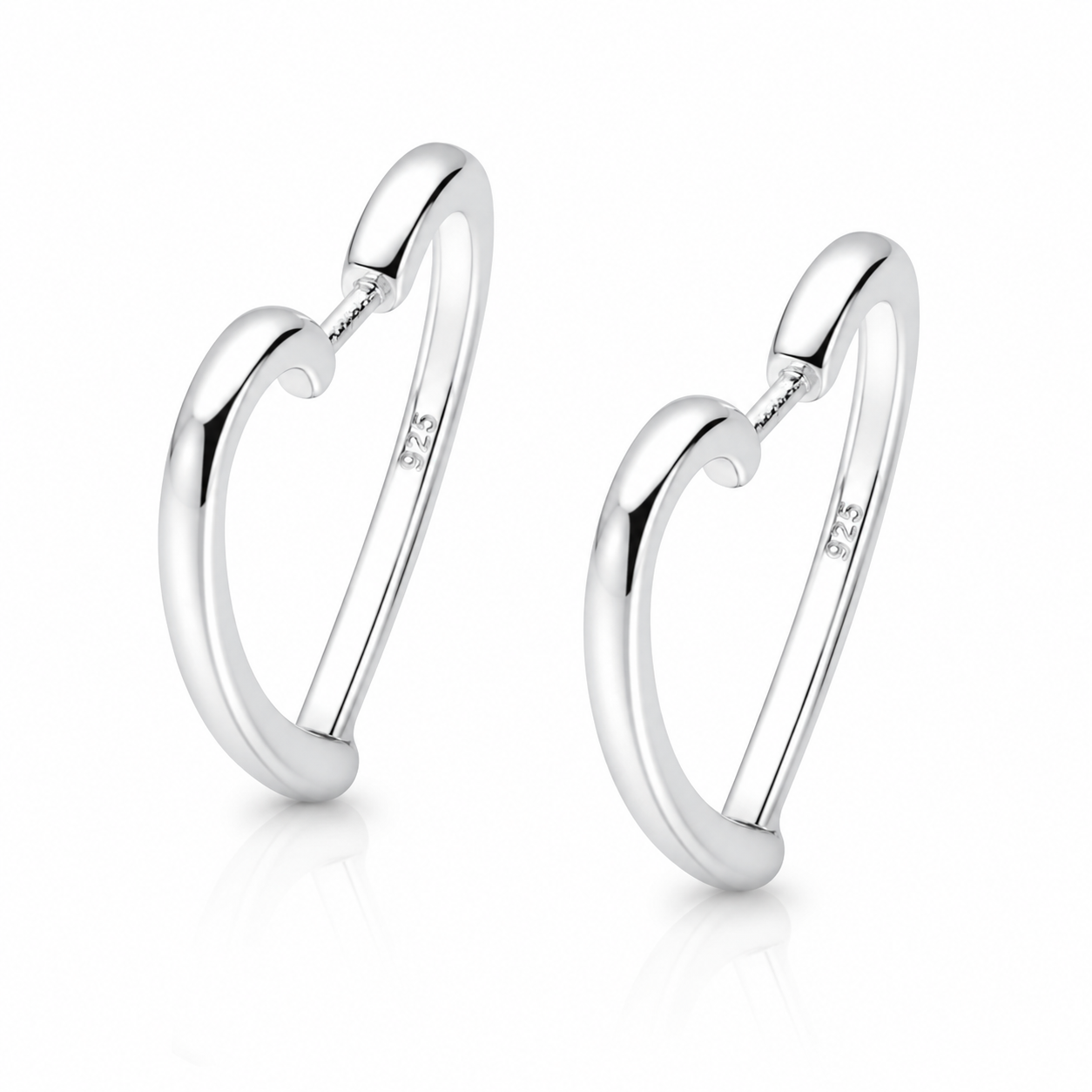 Cercei Inimă din Argint 925 – Eleganță Minimalistă, Design Modern 2x2 cm, 3.35g, Cadou Ideal Femei. CD592