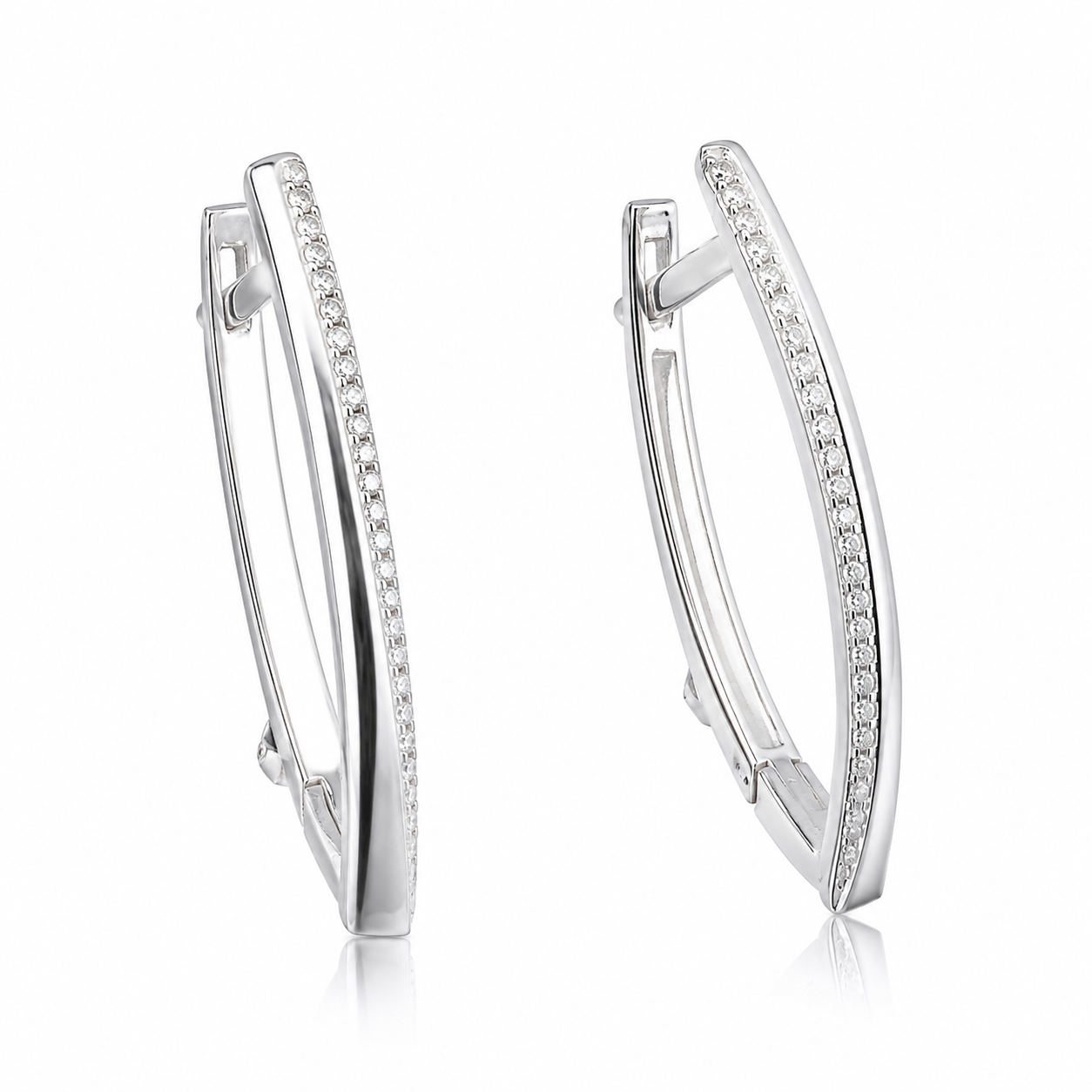 Cercei din Argint 925 „Lumina Doamnei” – Eleganță Fină cu Zirconii Strălucitoare, 2.8 cm. CD610