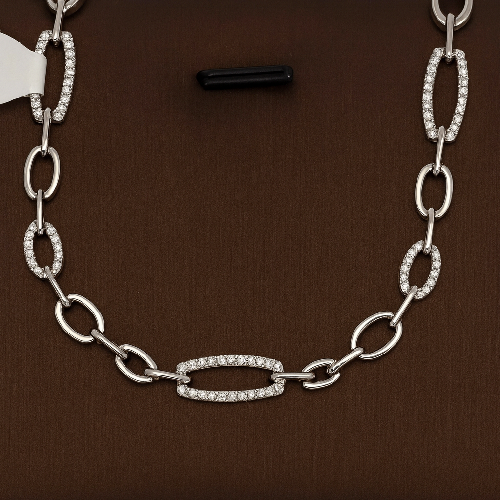 Brățară elegantă din argint 925 rodiat cu zale ovale și zirconii. BD342