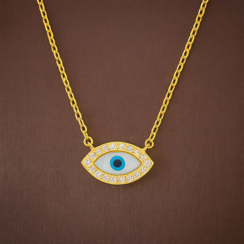 Colier Ochiul Norocului din Argint 925 Placat cu Aur 14K. C227