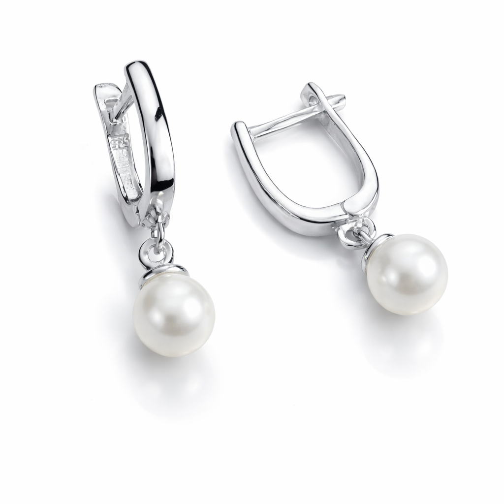 Cercei din Argint 925 „Perla Luminii” – Eleganță Clasică cu Perlă Albă. CD547