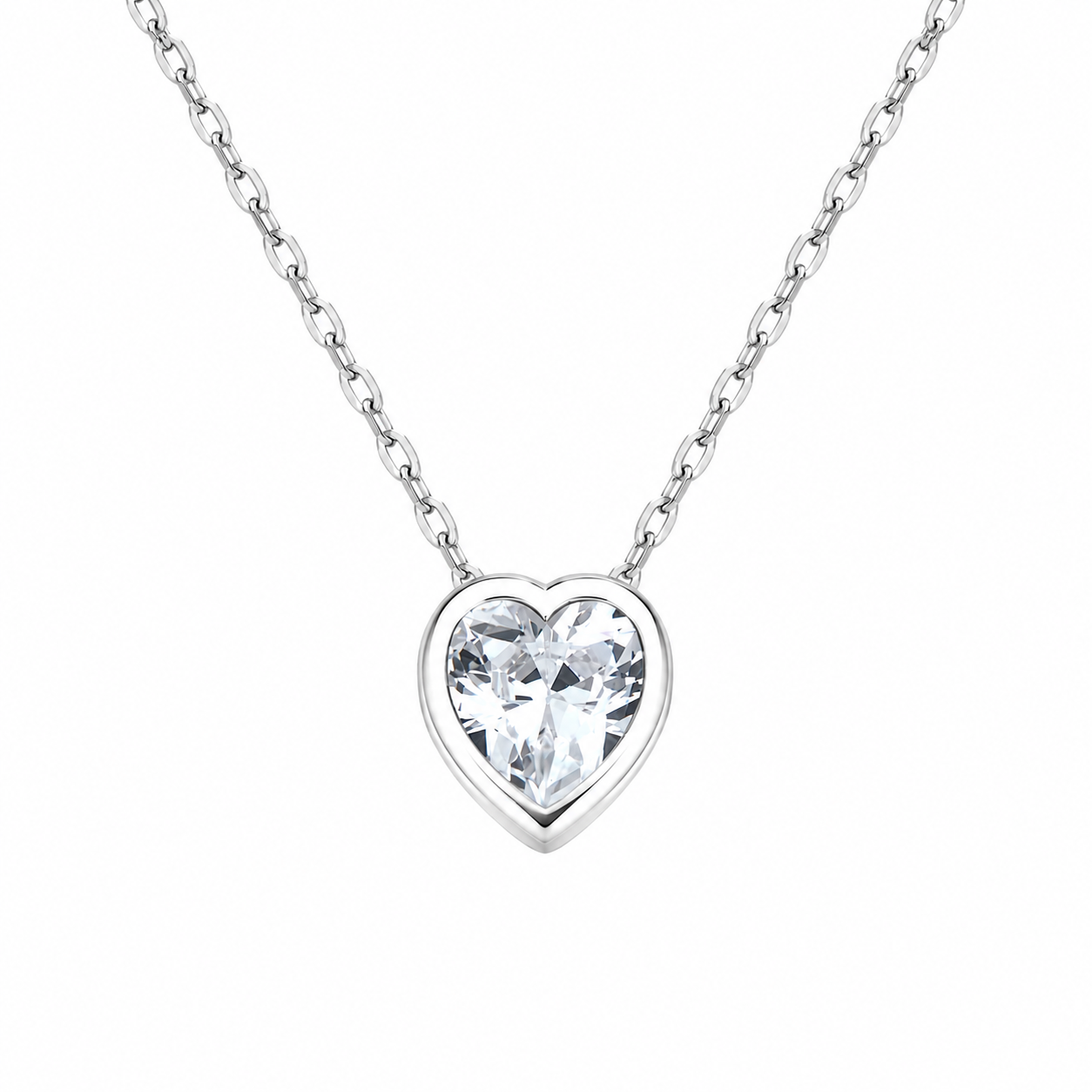 Colier din Argint 925 cu Pandantiv Inimă cu Zirconiu – Elegant, Delicat, Reglabil 40+5 cm. C237