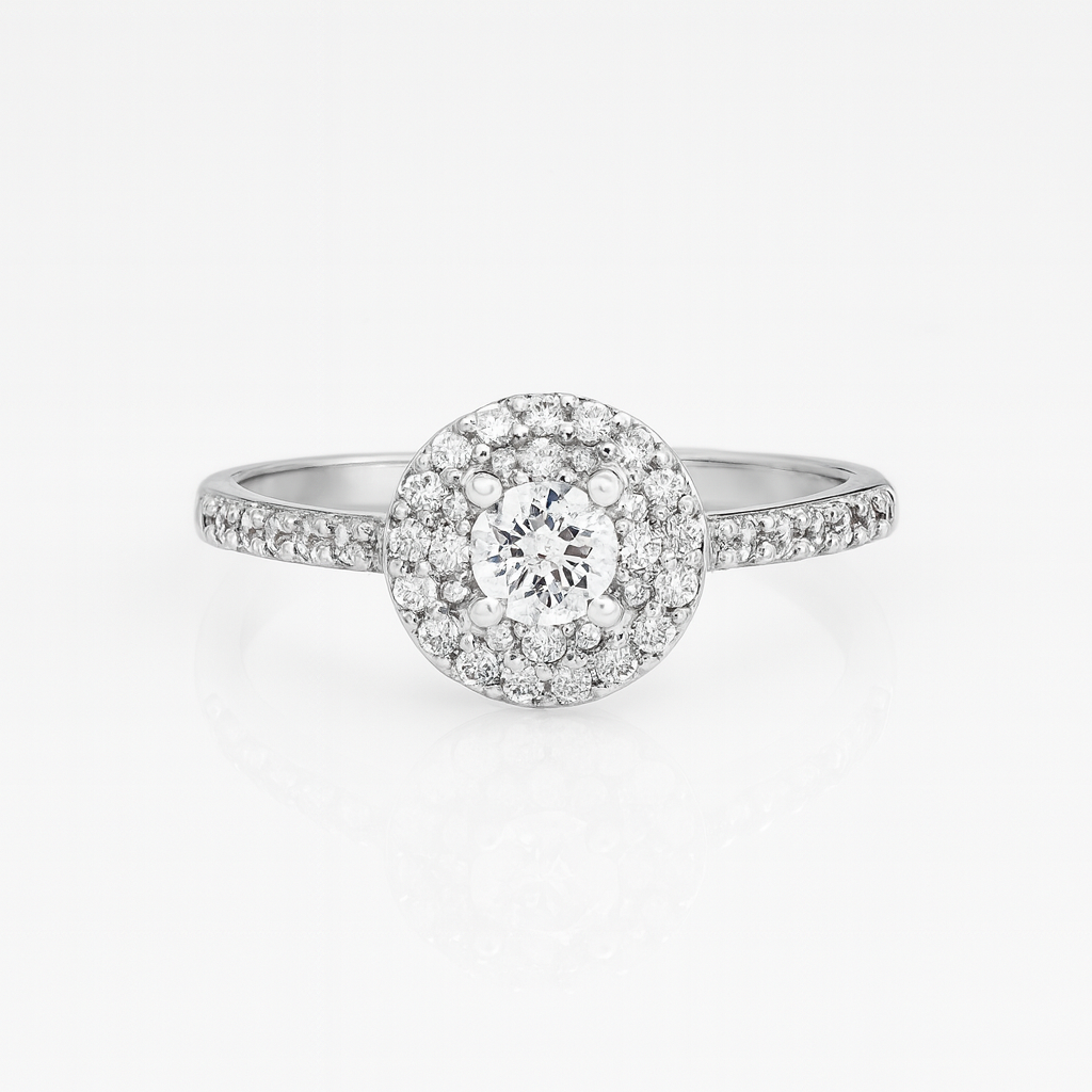 Inel din argint 925 cu zirconii strălucitoare „Eternal Spark”, verificat și marcat ANPC, aproximativ 2.15 grame, prezentat pe fundal alb lucios, stil e-commerce, livrat cu cutie de bijuterii cadou, factură și certificat de conformitate – simbol al iubirii eterne și al eleganței feminine.fundal alb lucios