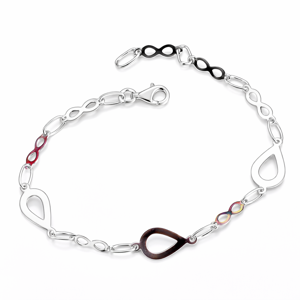 Brățară din Argint 925 cu Elemente Infinity și Forme Lacrimă – Lungime 19 cm. BD381
