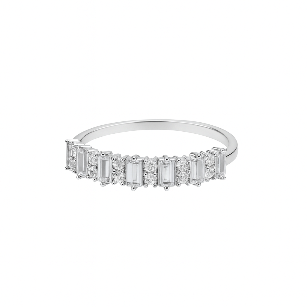 Inel Elegant din Argint 925 cu Pietre Baguette, Bijuterie Fină. ID