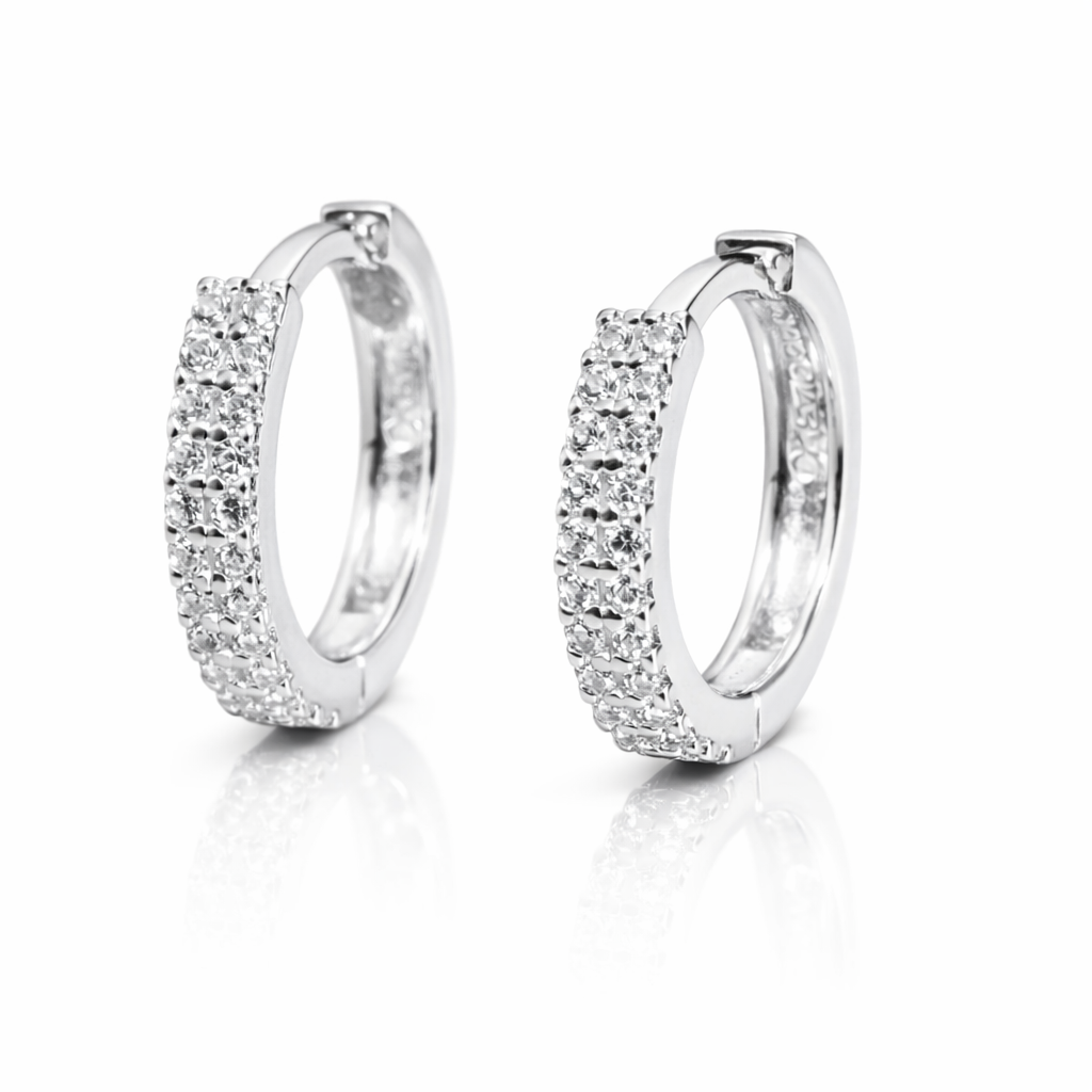 Cercei Tenis din Argint 925 cu Zirconii Strălucitoare – Diametru 14 mm. CD527