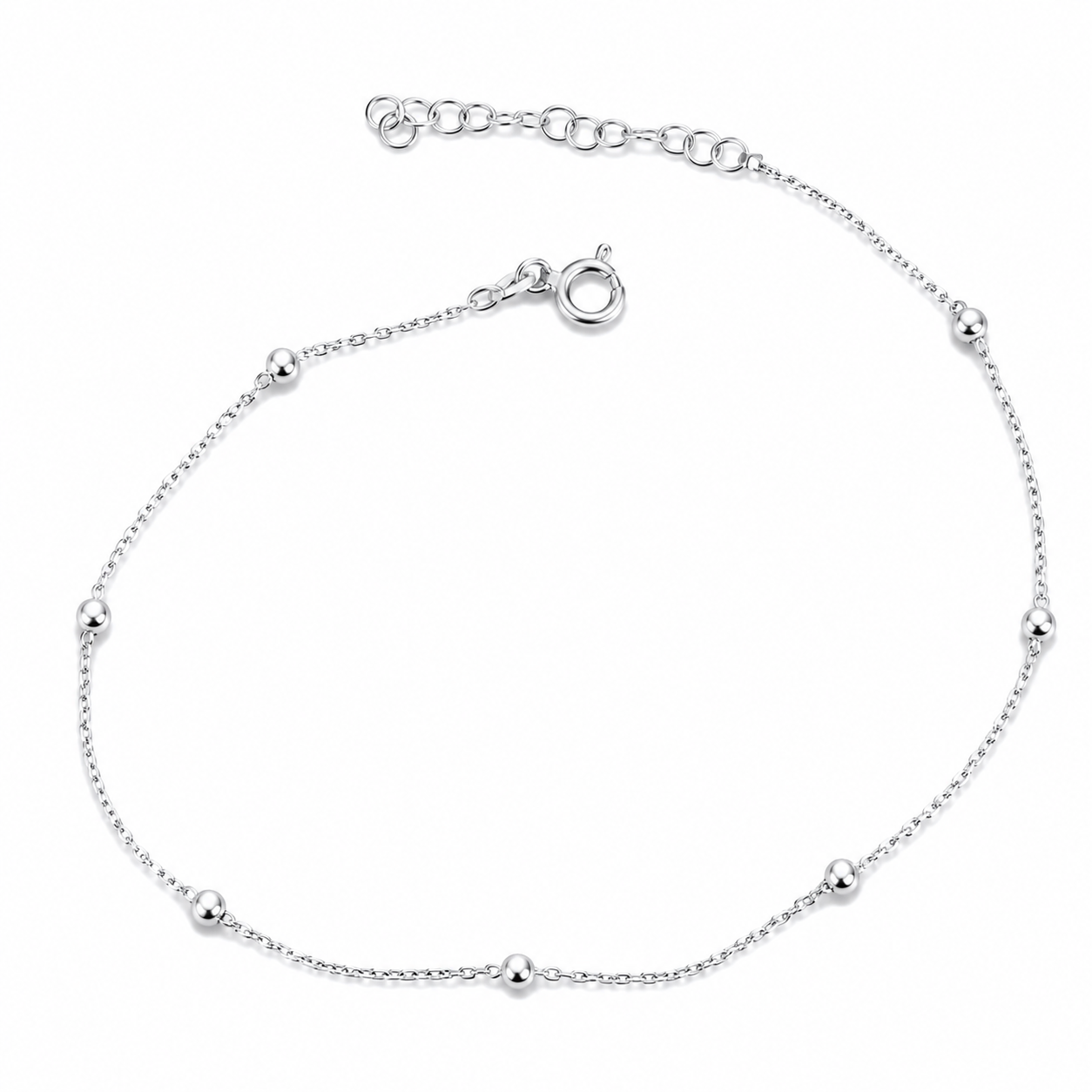 Brățară de gleznă din Argint 925 cu biluțe fine – reglabilă 21+4 cm, design minimalist elegant. BG36