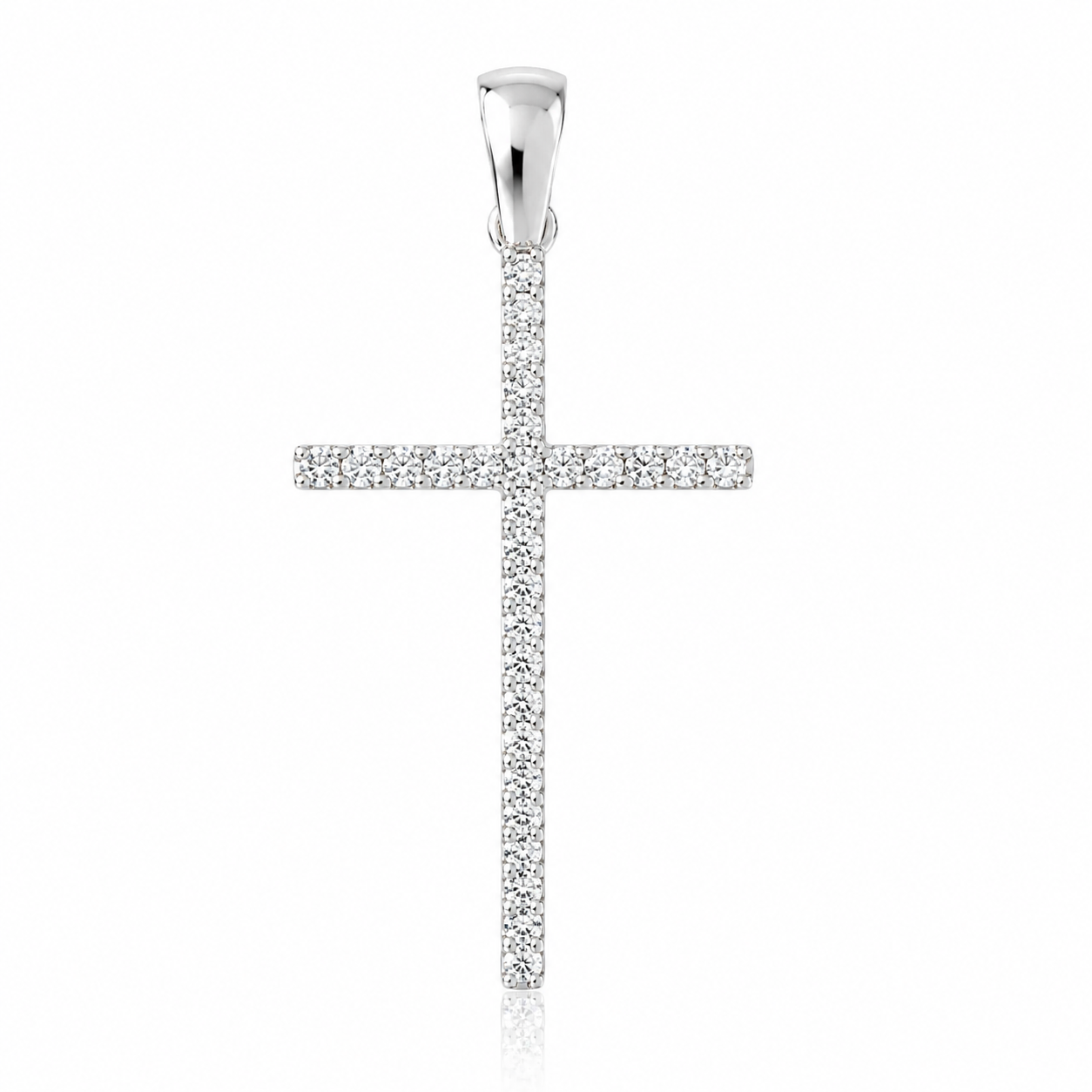 Pandantiv Cruce din Argint 925 „Lumina Credinței” – Design Elegant cu Zirconii. P68