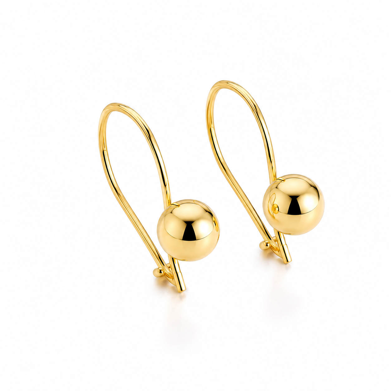 Cercei Golden Sphere Éclat din Argint 925 Placat cu Aur 14K – Biluță 6 mm, Tortiță 15 mm. CD597