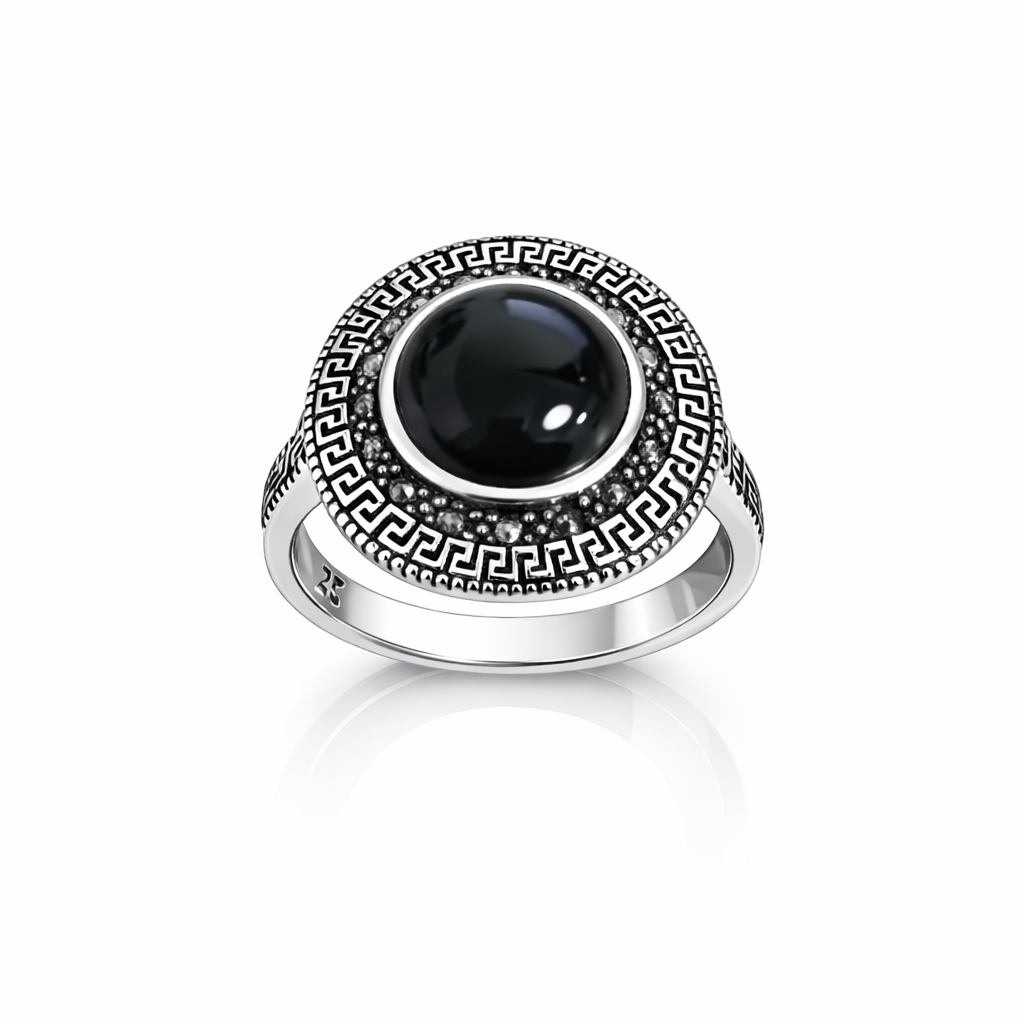 Inel Magnus Obscurus – Argint 925 cu Onyx Negru și Marcasite. ID506