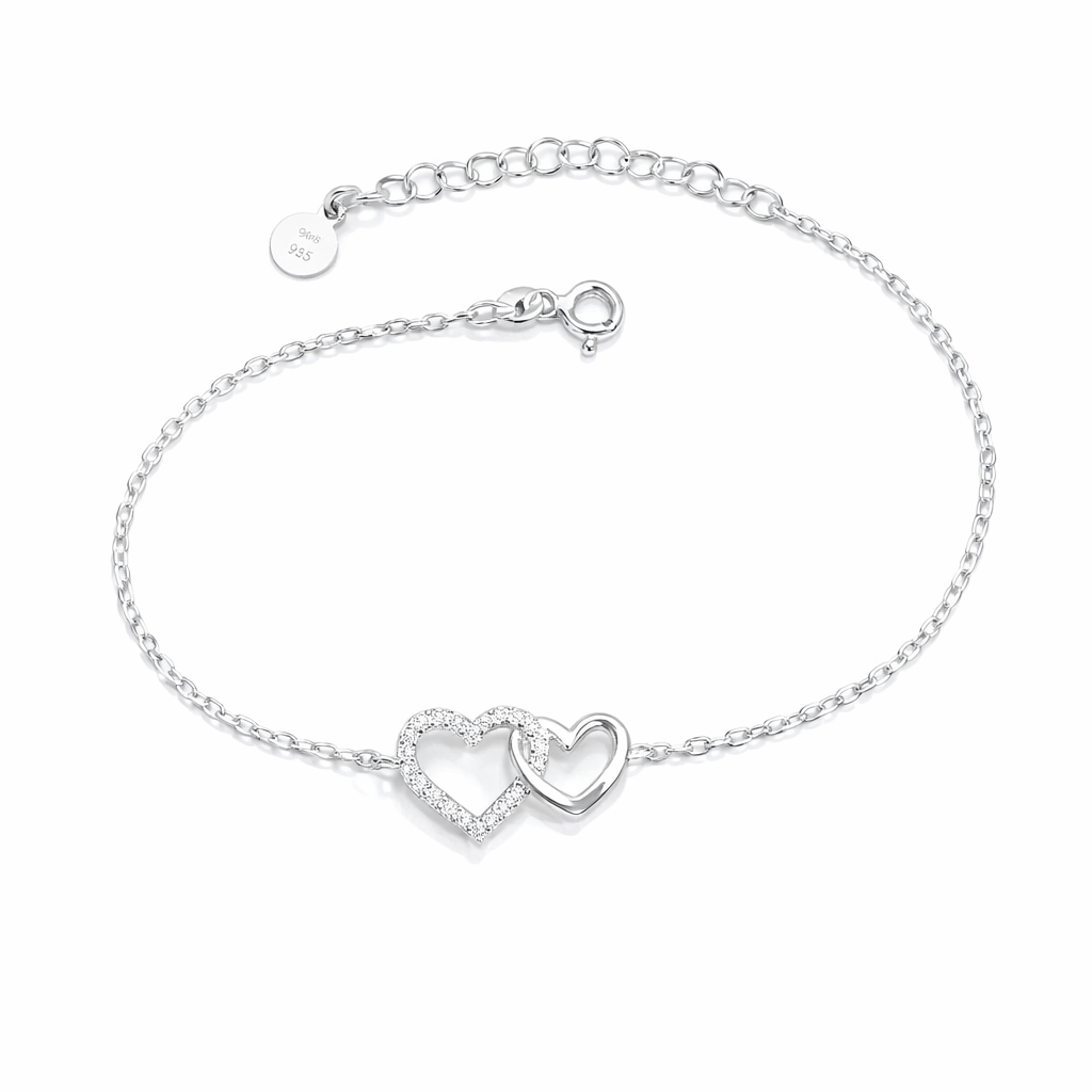Brățară Argint 925 Double Heart Infinity – Eleganță Delicată cu Semnificație Emoțională. BD442