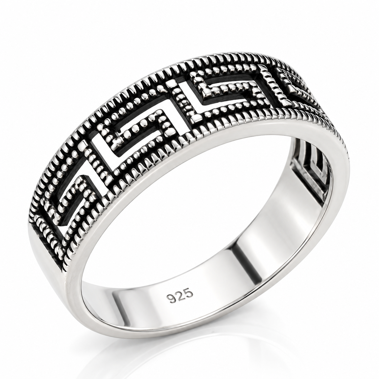 Inel din Argint 925 „Meandru Etern” – Model Grecesc Geometric, Design Antichizat