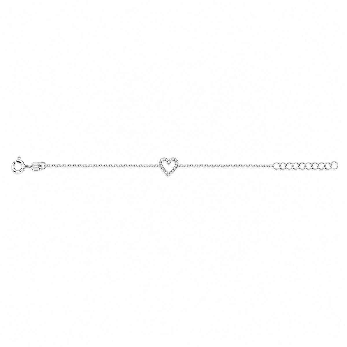 Brățară Fetițe din Argint 925 „Inimioara Daria” – Inimă cu Zirconii, 13,5 + 3 cm BD447