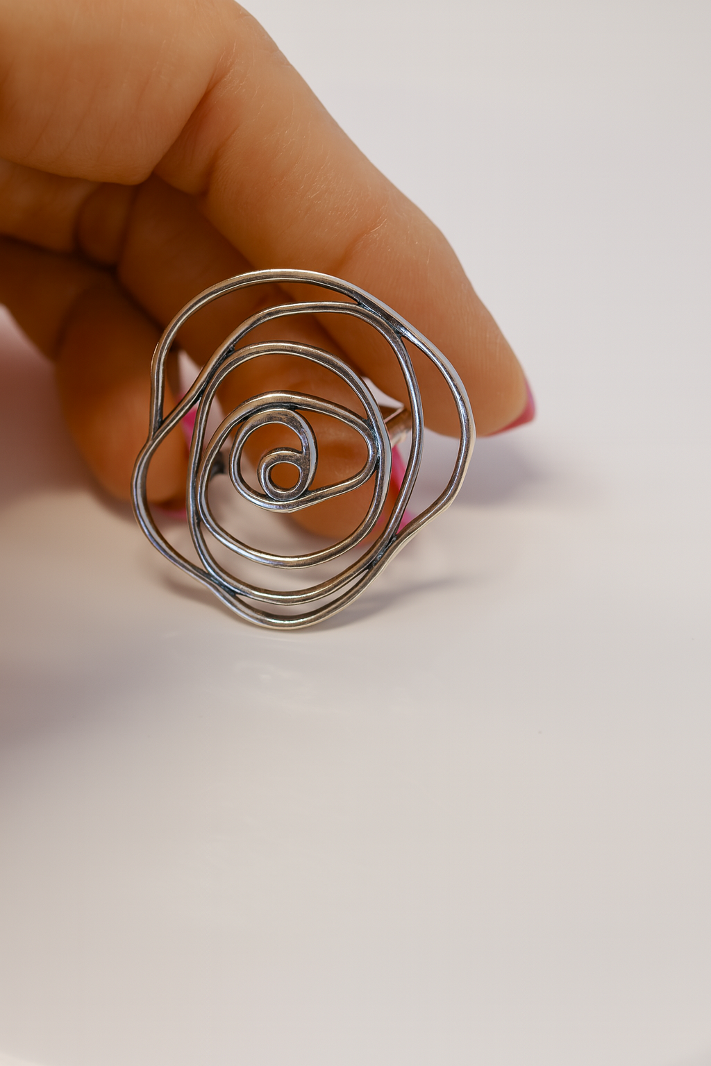 Inel din Argint 925 "Spiral Rose" – Design Artistic Floral (Mărimea 21)