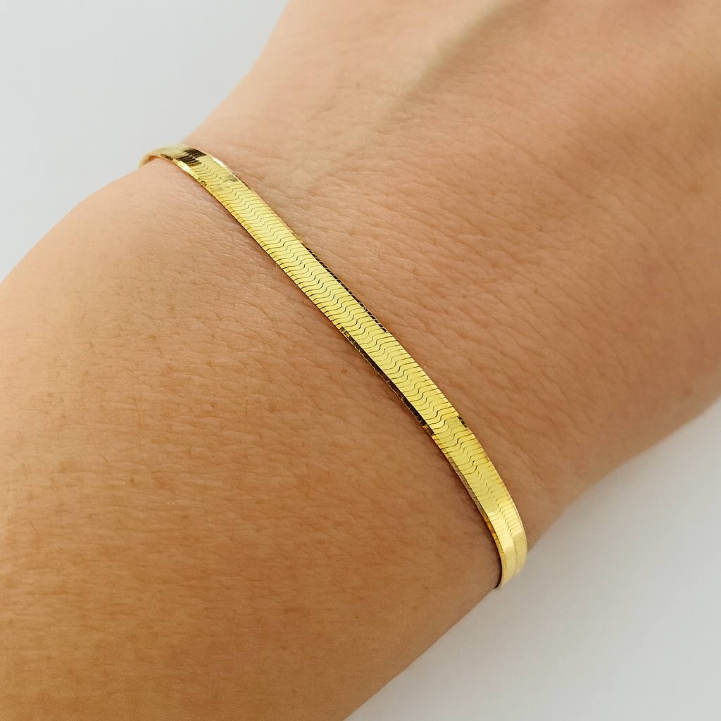Brățară Model Șarpe din Argint 925 Placată cu Aur de 14K, Lungime 19 cm. BD315