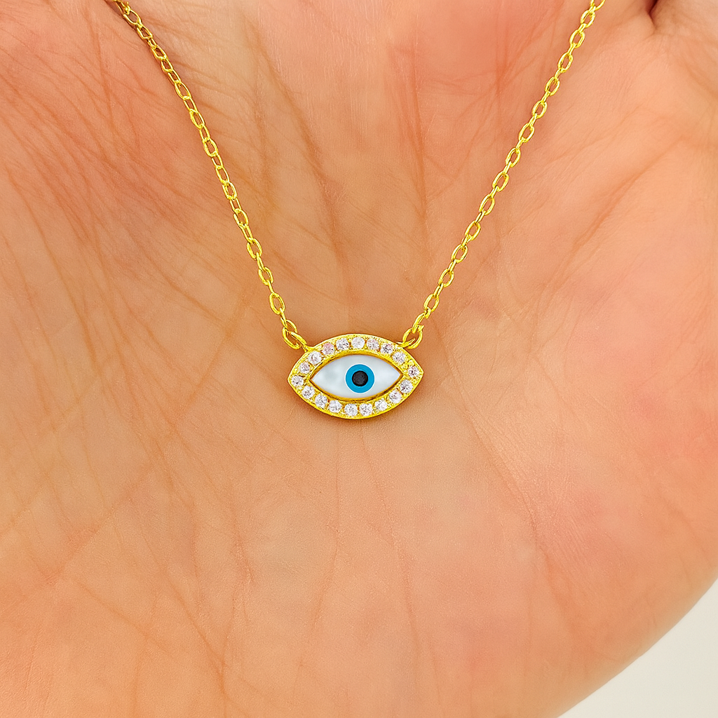Colier Ochiul Norocului din Argint 925 Placat cu Aur 14K. C227