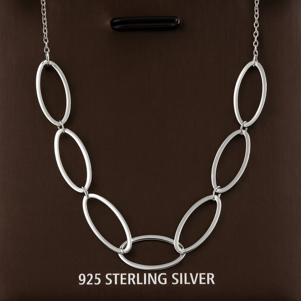 Colier elegant din argint 925 rodiat cu zale ovale. C157