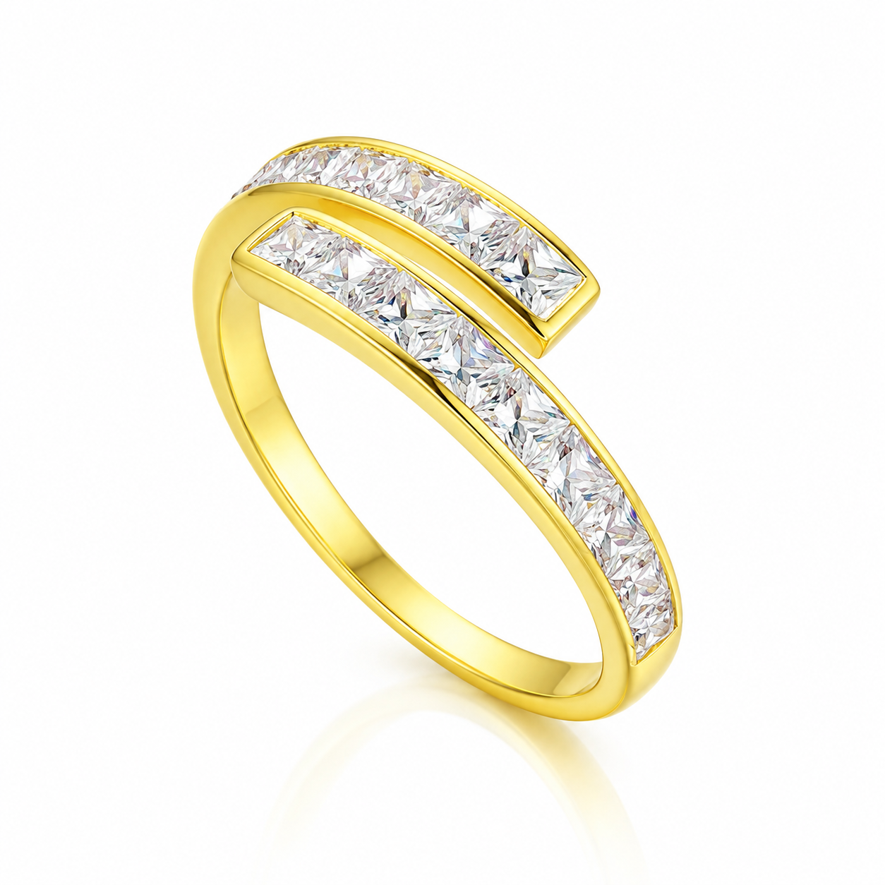 Inel Reglabil din Argint 925 Placat cu Aur – Arcul Regal cu Zirconii Princess ID527