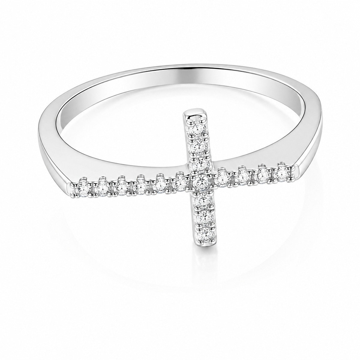 Inel din Argint 925 „Crucea Luminii” – Zirconii Albe, Design Elegant și Simbolic ID553