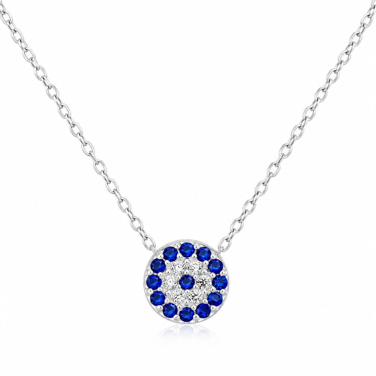 Colier Eye of Elegance din Argint 925 cu Pandantiv Ochi Protector și Zirconii Albastre – Lanț 41+5 cm. C240