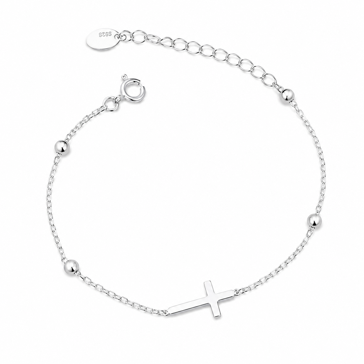 Brățară Argint 925 cu Cruce Minimalistă, Reglabilă 15+3 cm – Simbol Credință și Protecție | InfinityBijoux. BD437