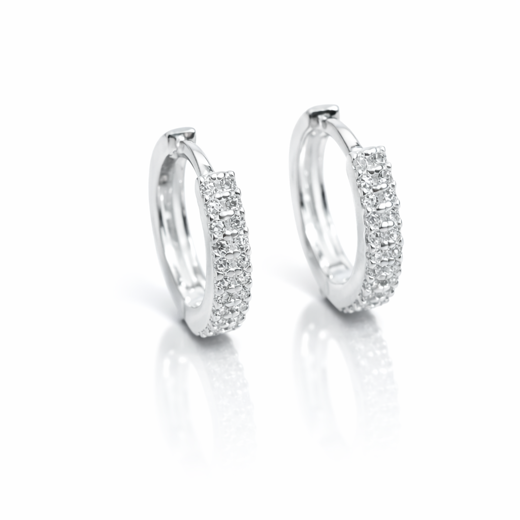 Cercei Tenis din Argint 925 cu Zirconii Strălucitoare – Diametru 14 mm. CD527