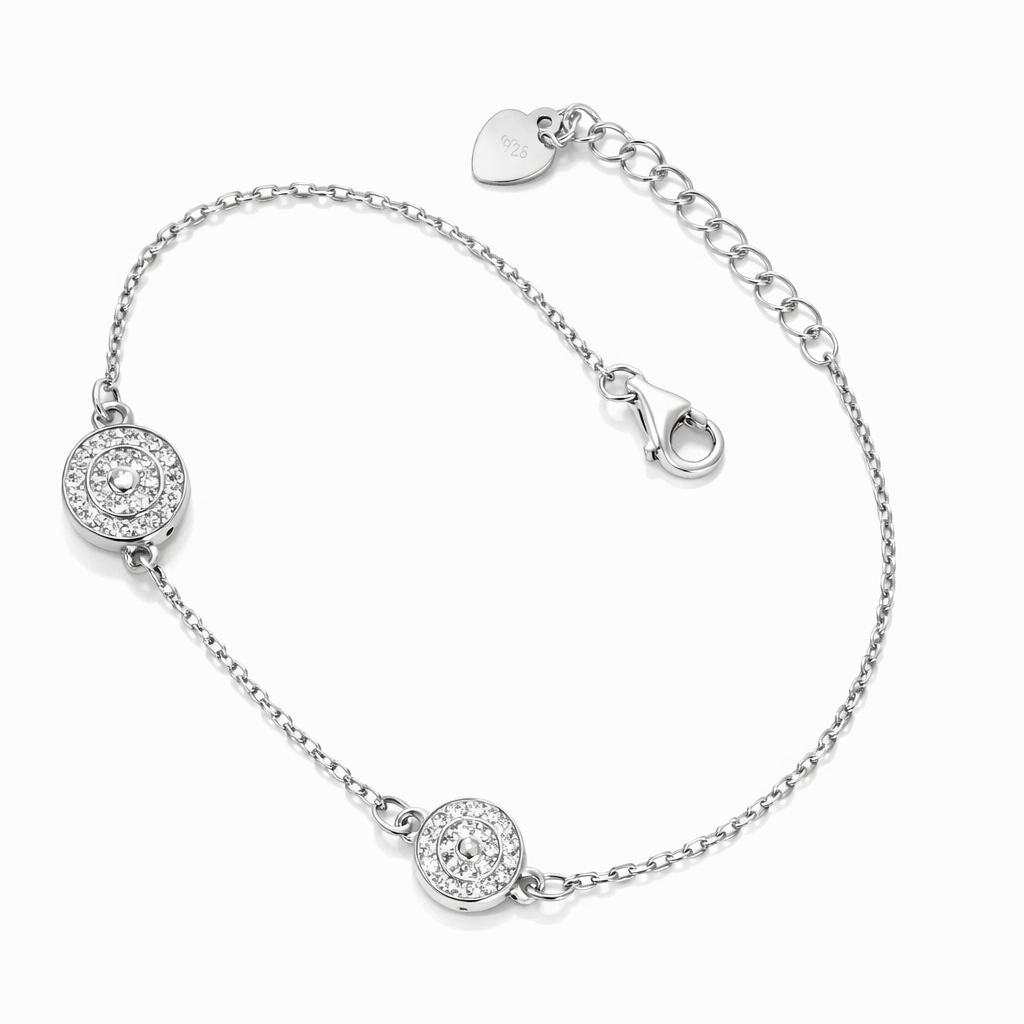 Brățară Argint 925 „Duo Lumina Circulis” – Eleganță Fină cu Bănuți Strălucitori. BD400