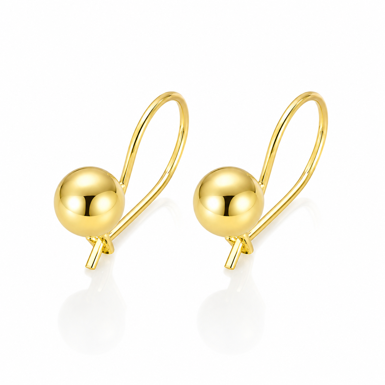 Cercei Golden Sphere Éclat din Argint 925 Placat cu Aur 14K – Biluță 6 mm, Tortiță 15 mm. CD597