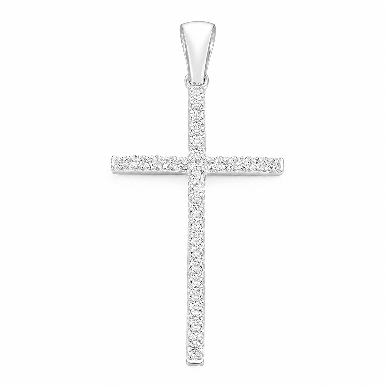 Pandantiv Cruce din Argint 925 „Lumina Credinței” – Design Elegant cu Zirconii. P68