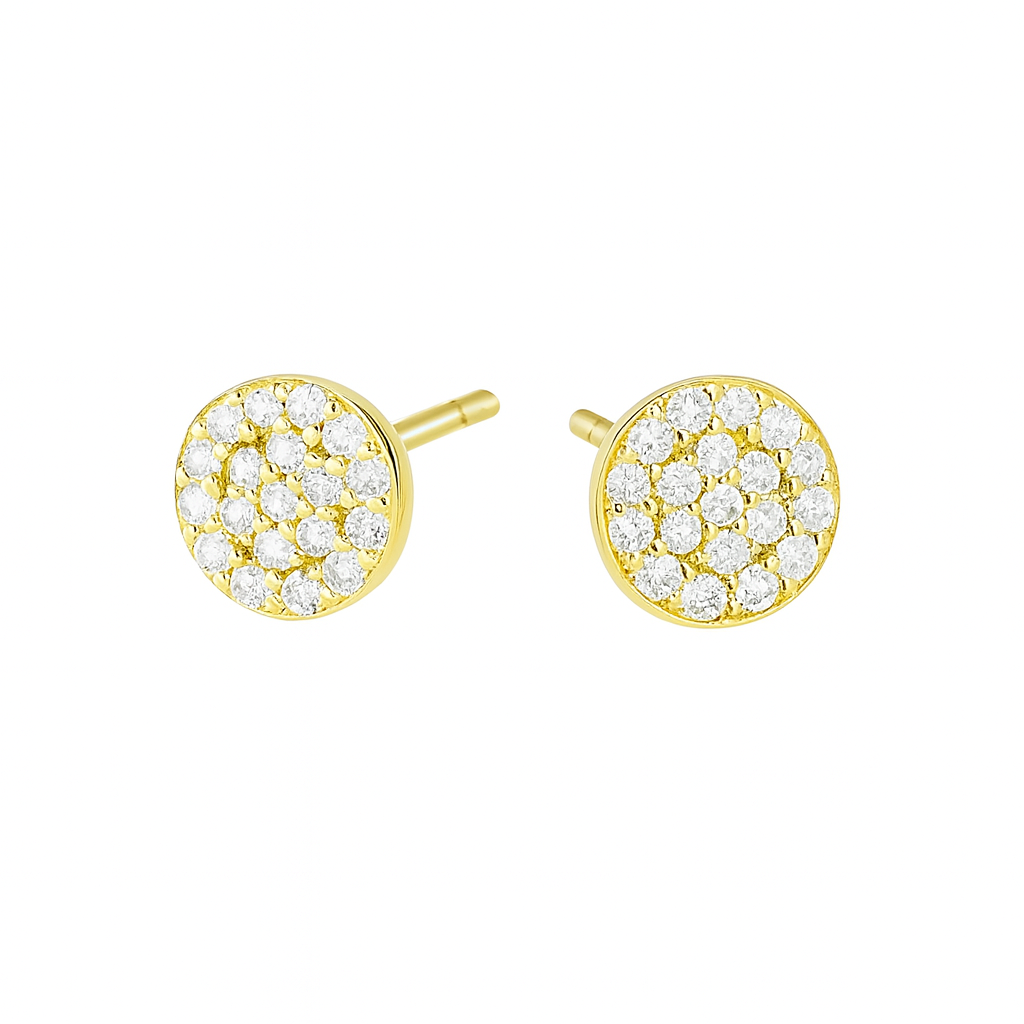 Cercei din argint 925 placat cu aur de 14K, închidere tip șurub, cu zirconii strălucitoare. CD479