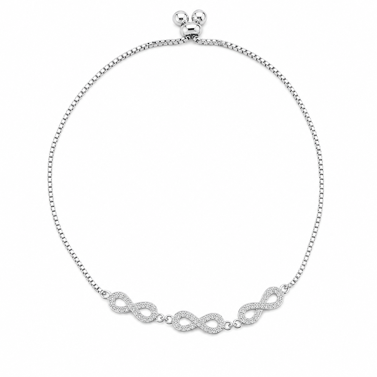 Brățară din Argint 925 „Trei Infinituri” cu Zirconii – Reglabilă, 3,20 g BD462