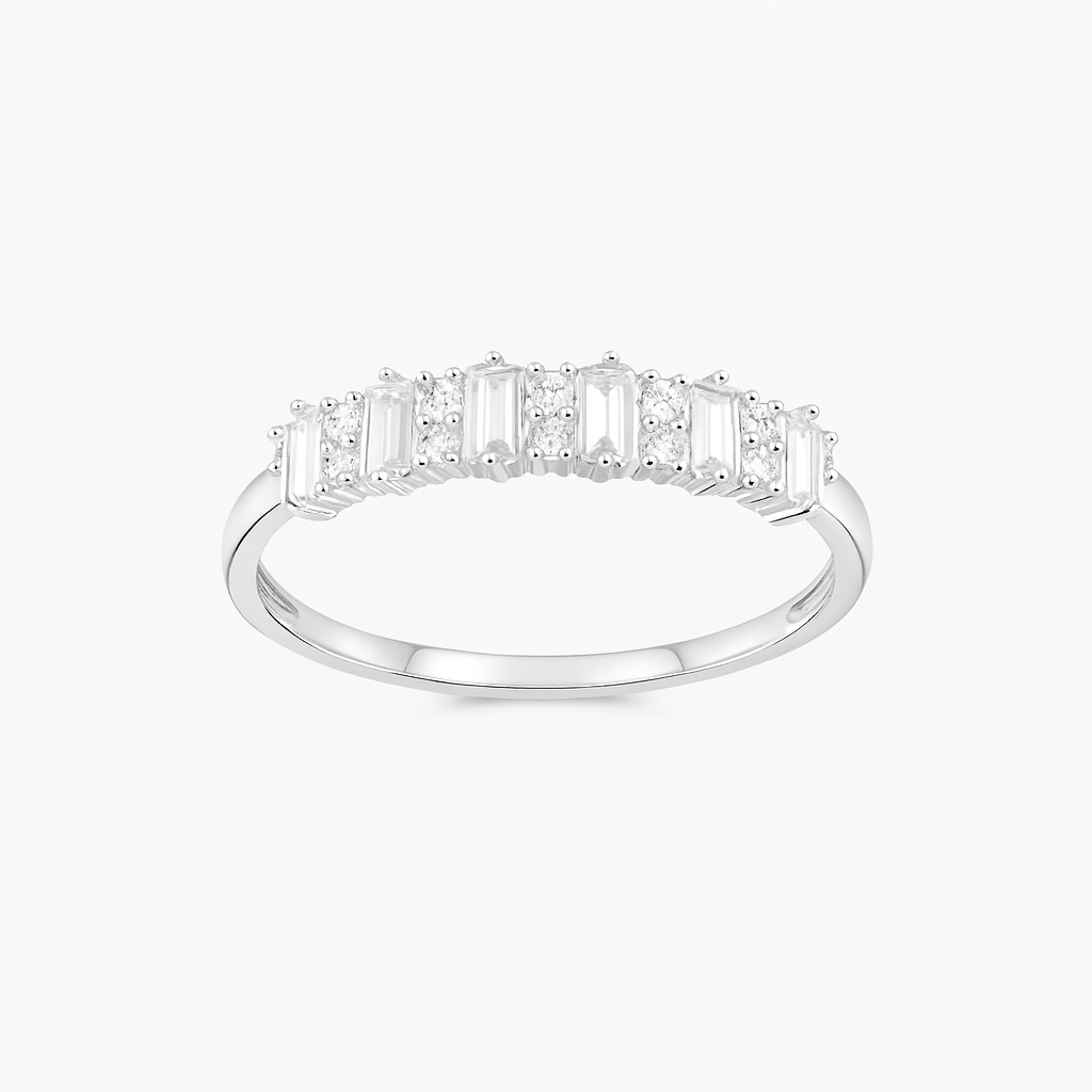 Inel Elegant din Argint 925 cu Pietre Baguette, Bijuterie Fină. ID