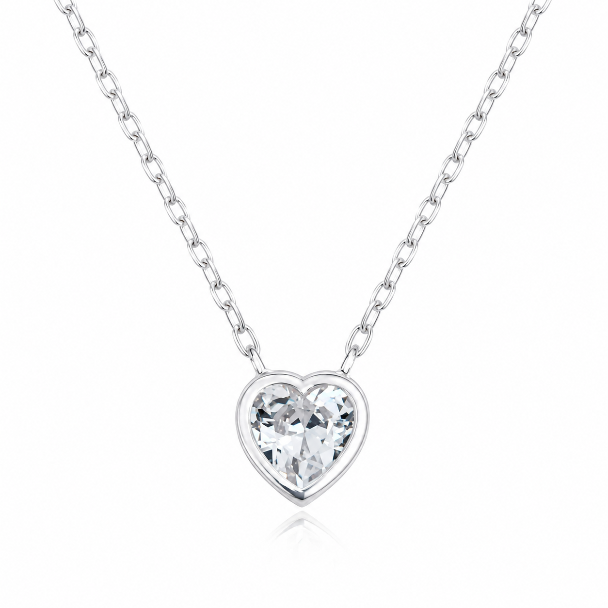 Colier din Argint 925 cu Pandantiv Inimă cu Zirconiu – Elegant, Delicat, Reglabil 40+5 cm. C237