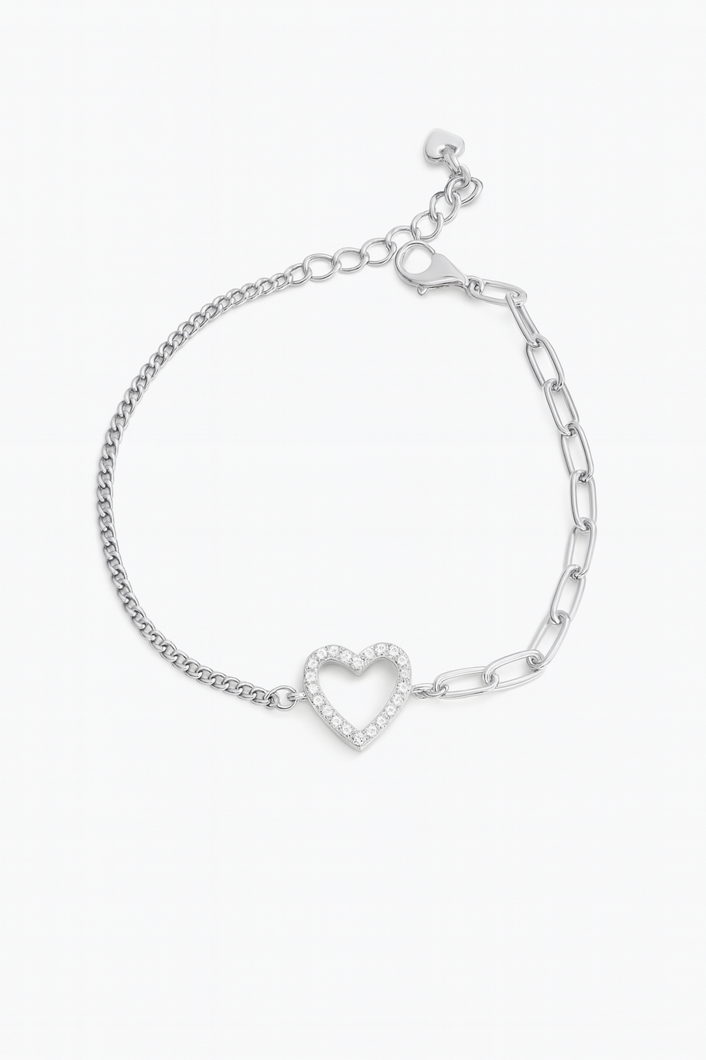 Brățară de lux Aurelia Heartline din argint 925 rodiat cu inimă pavé zirconii. BD297