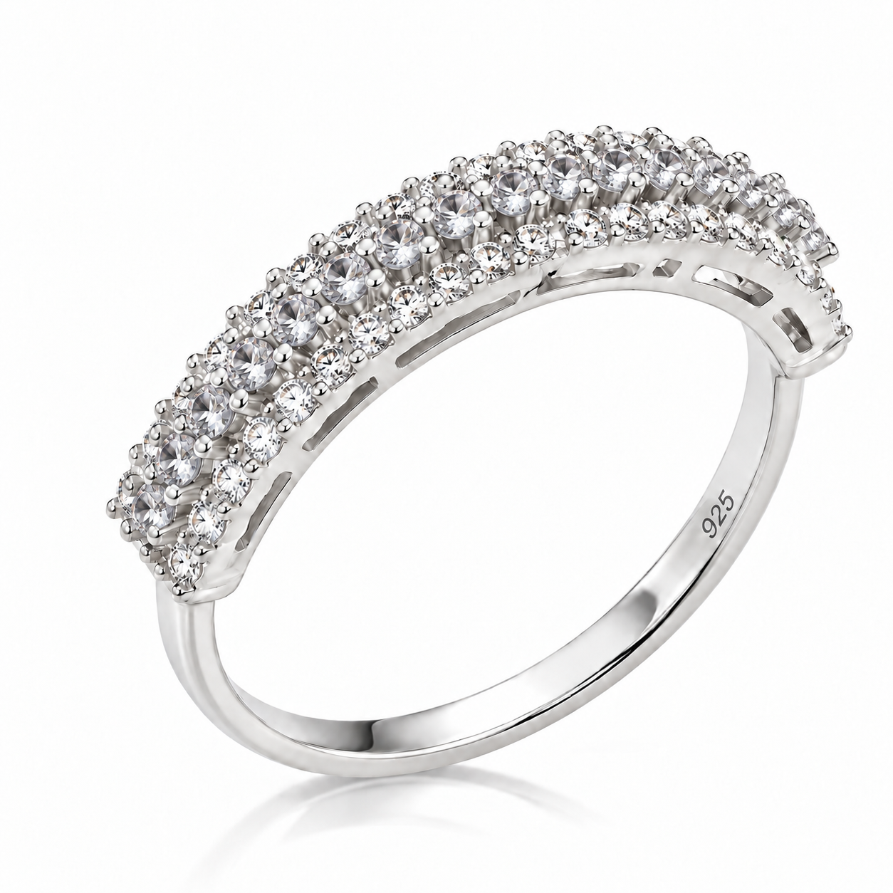 Inel Daria din Argint 925 cu Trei Rânduri de Zirconii Strălucitoare – Elegant și Feminin