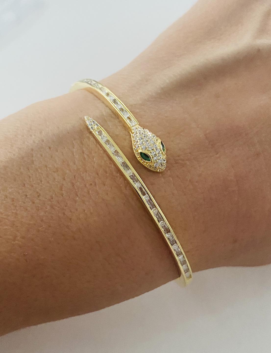 Bratara fixa sarpe argint placat cu aur 14k